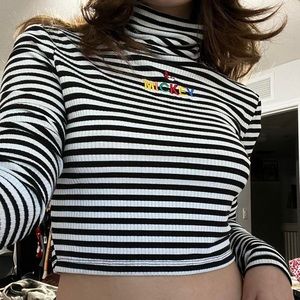 Disney turtleneck striped crop top